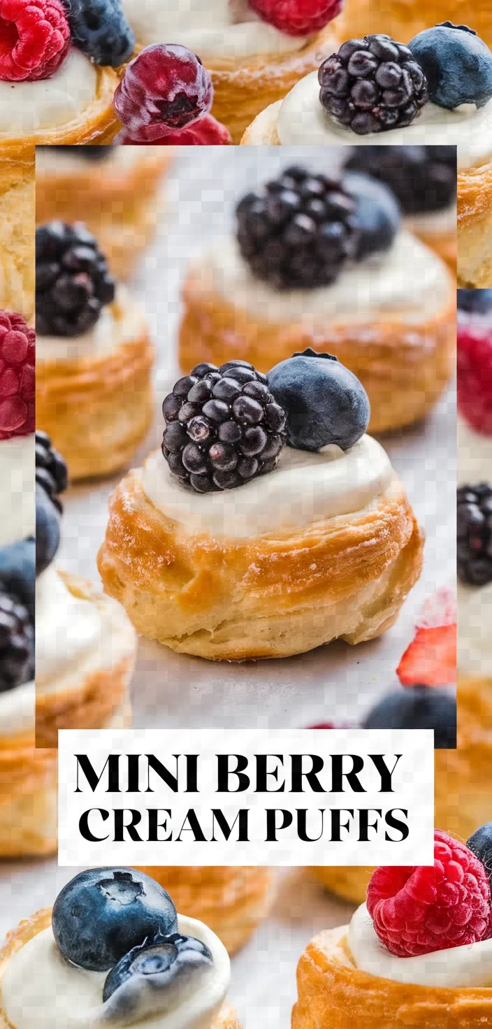 A photo of Mini Berries And Cream Puff Pastry Cakes Recipe