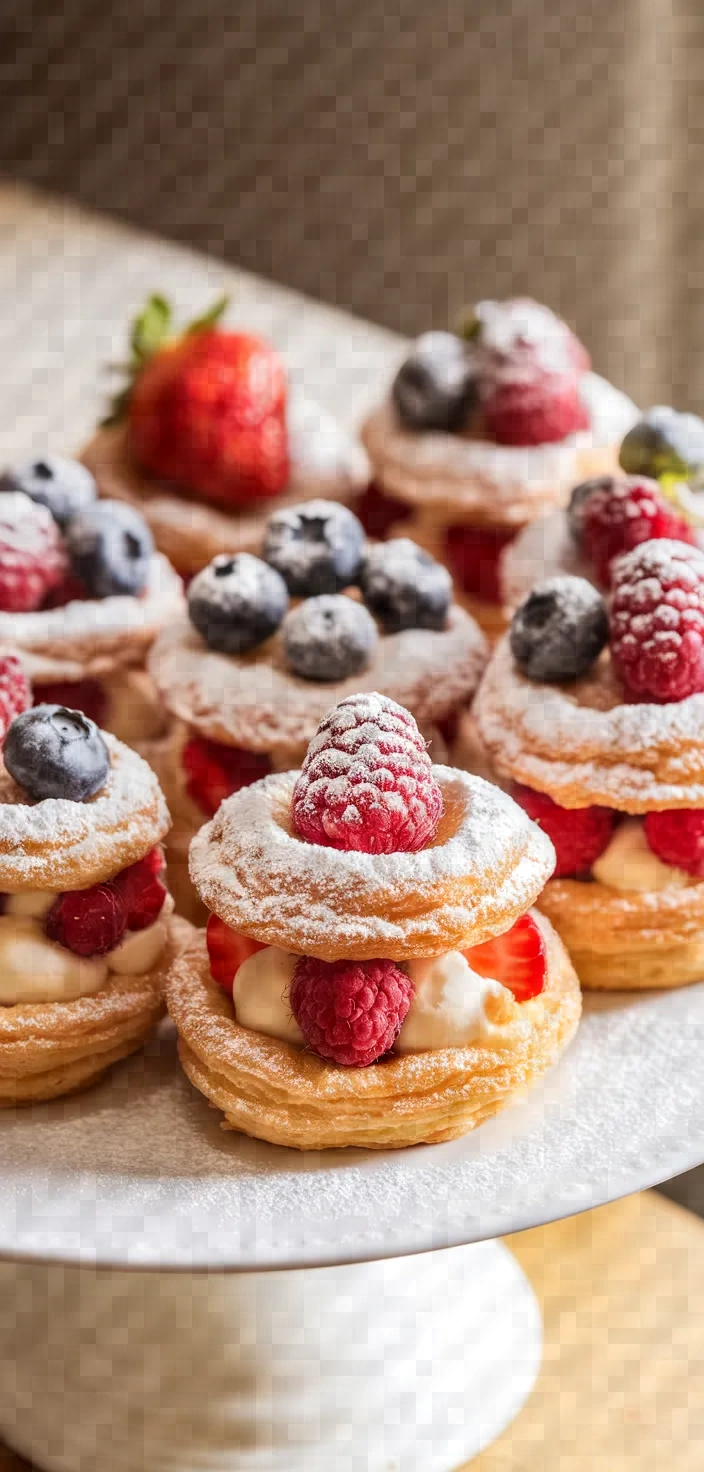 Ingredients photo for Mini Berries And Cream Puff Pastry Cakes Recipe