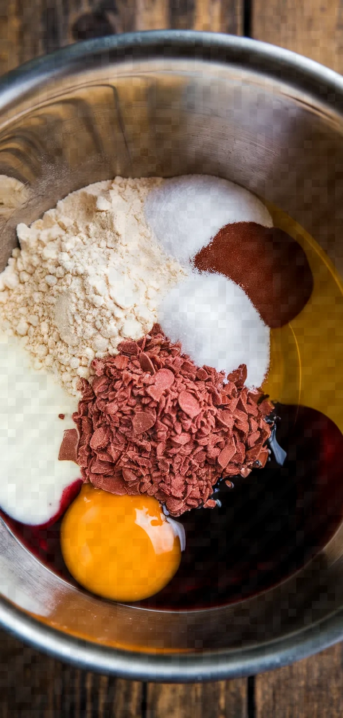 Ingredients photo for Red Wine Chocolate Poke Cake Recipe