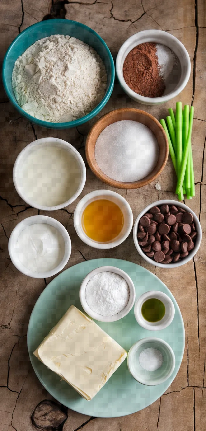 Ingredients photo for Mint Chocolate Chip Cupcakes Recipe