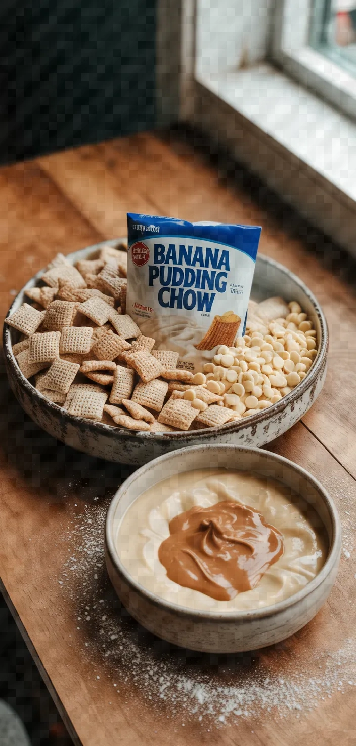 Ingredients photo for Banana Pudding Puppy Chow Recipe