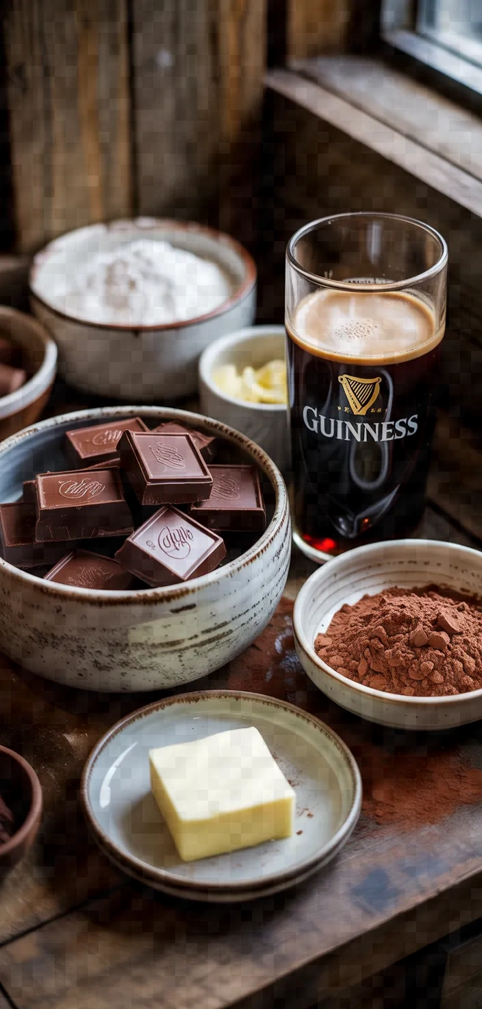 Ingredients photo for Guinness Chocolate Mousse Cake Recipe
