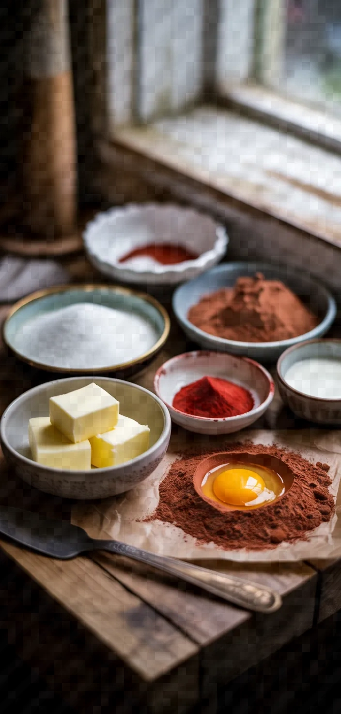 Ingredients photo for Red Velvet Cheesecake Cookie Cups Recipe