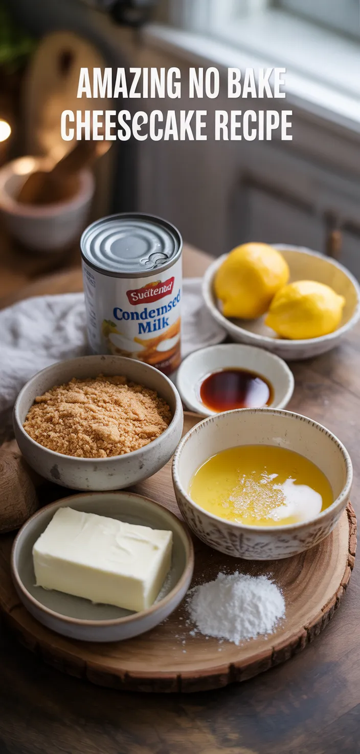 Ingredients photo for Amazing No Bake Cheesecake Recipe
