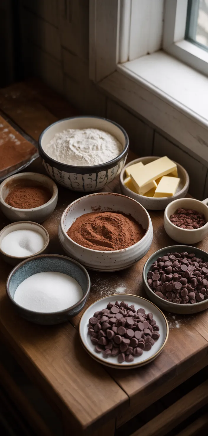 Ingredients photo for Bakery Style Double Chocolate Chip Cookies Recipe