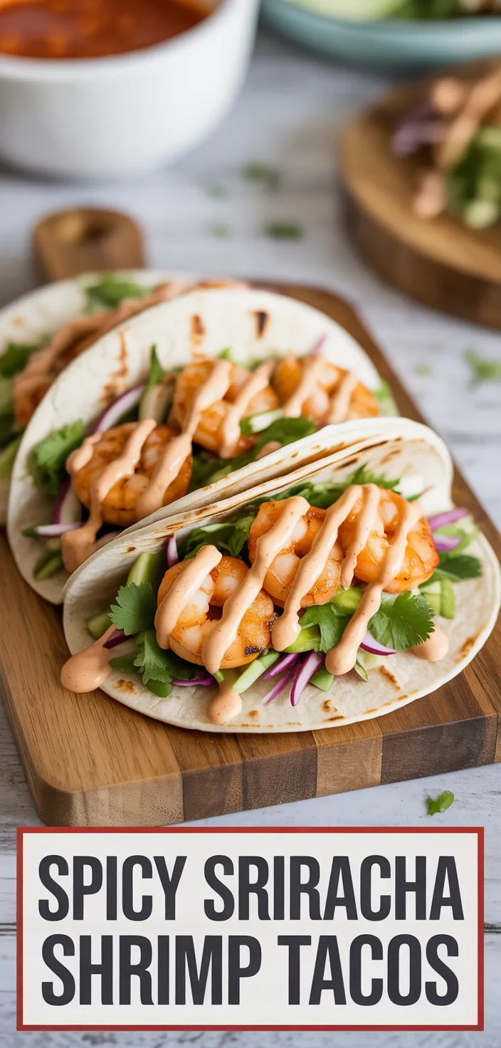 A photo of Spicy Shrimp Tacos With Creamy Sriracha Sauce & Cilantro Lime Slaw Recipe