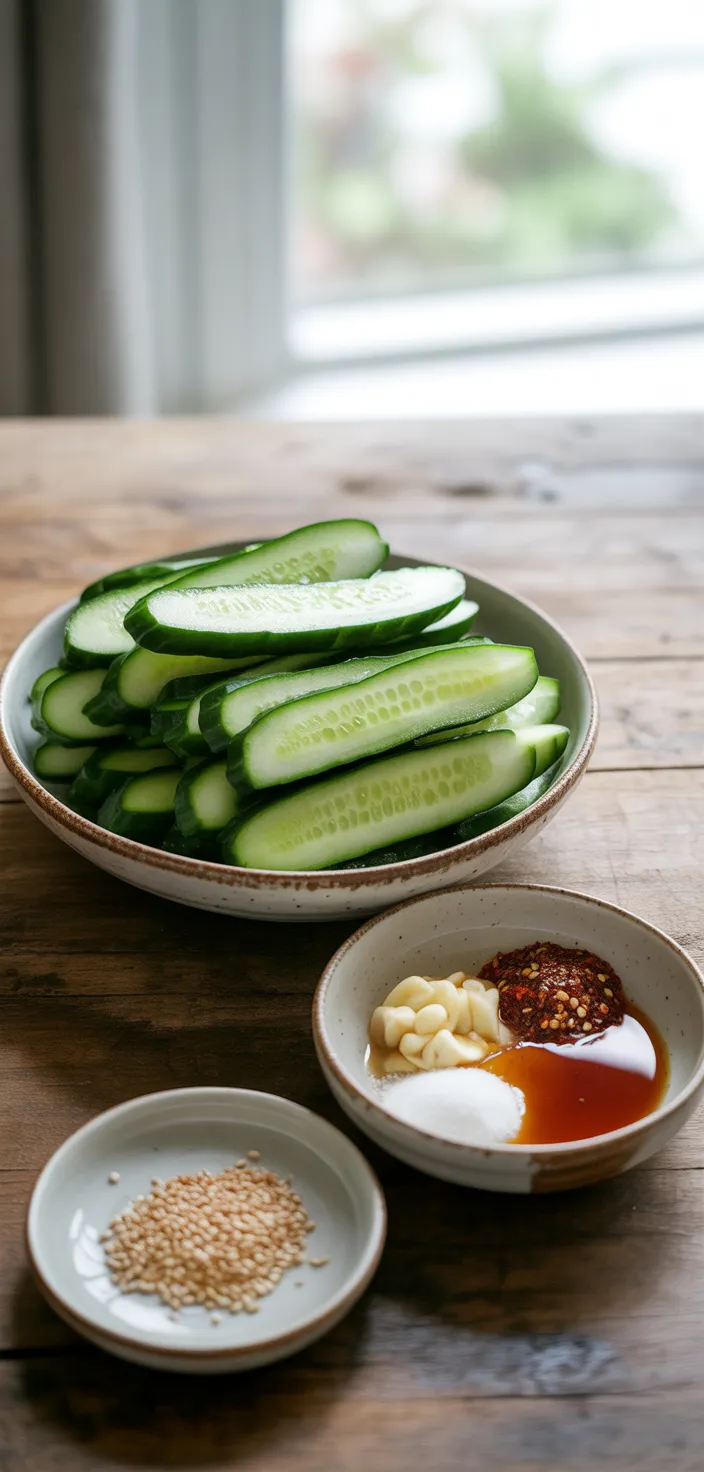 Ingredients photo for Easy Korean Cucumber Salad Recipe