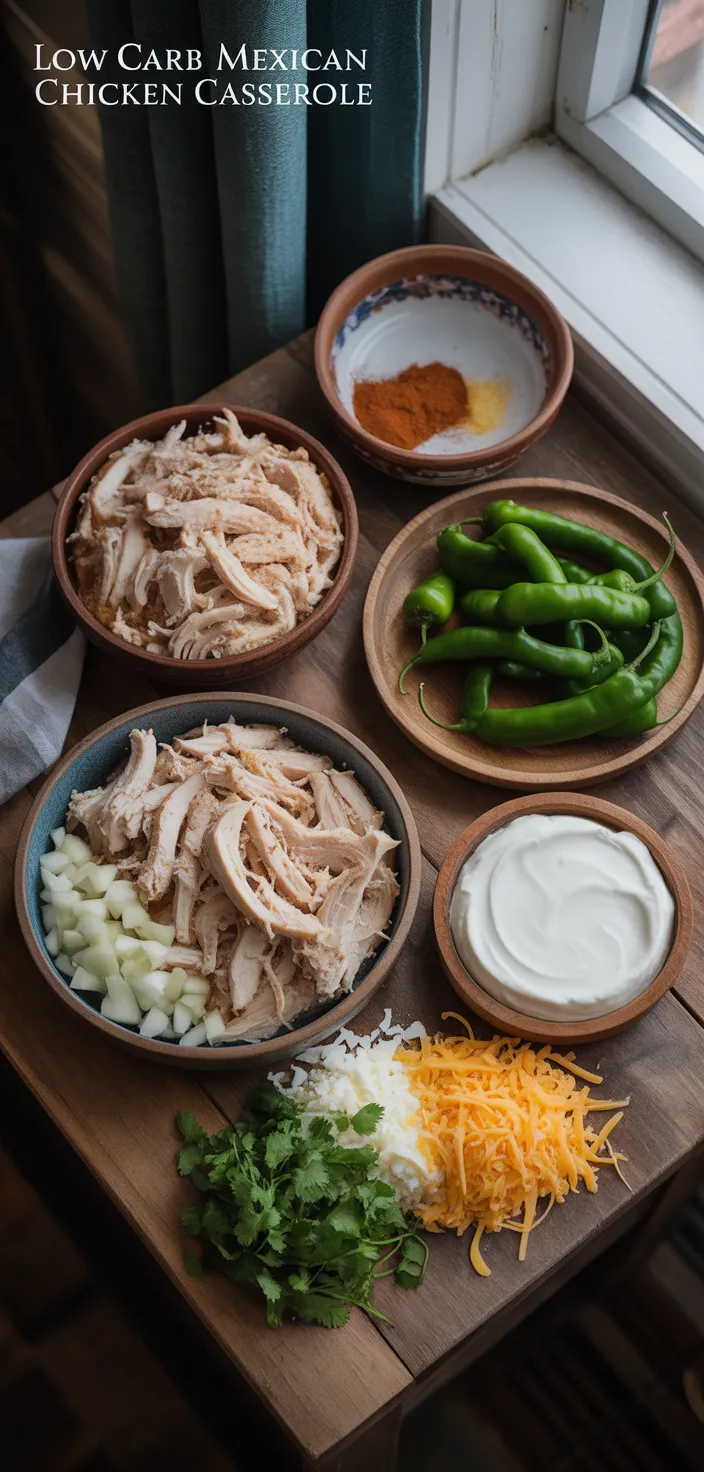 Ingredients photo for Low Carb Mexican Chicken Casserole Recipe