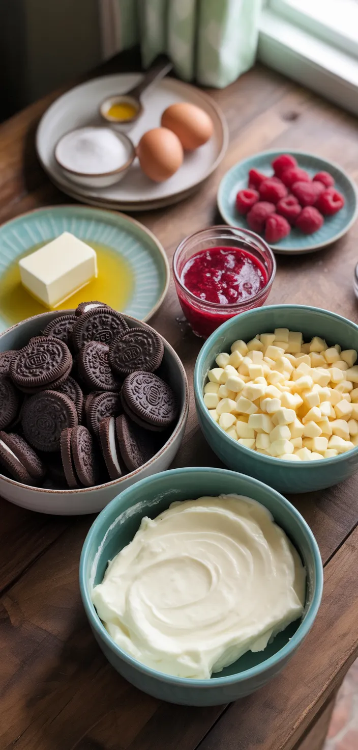 Ingredients photo for Olive Garden Copycat White Chocolate Raspberry Cheesecake Recipe