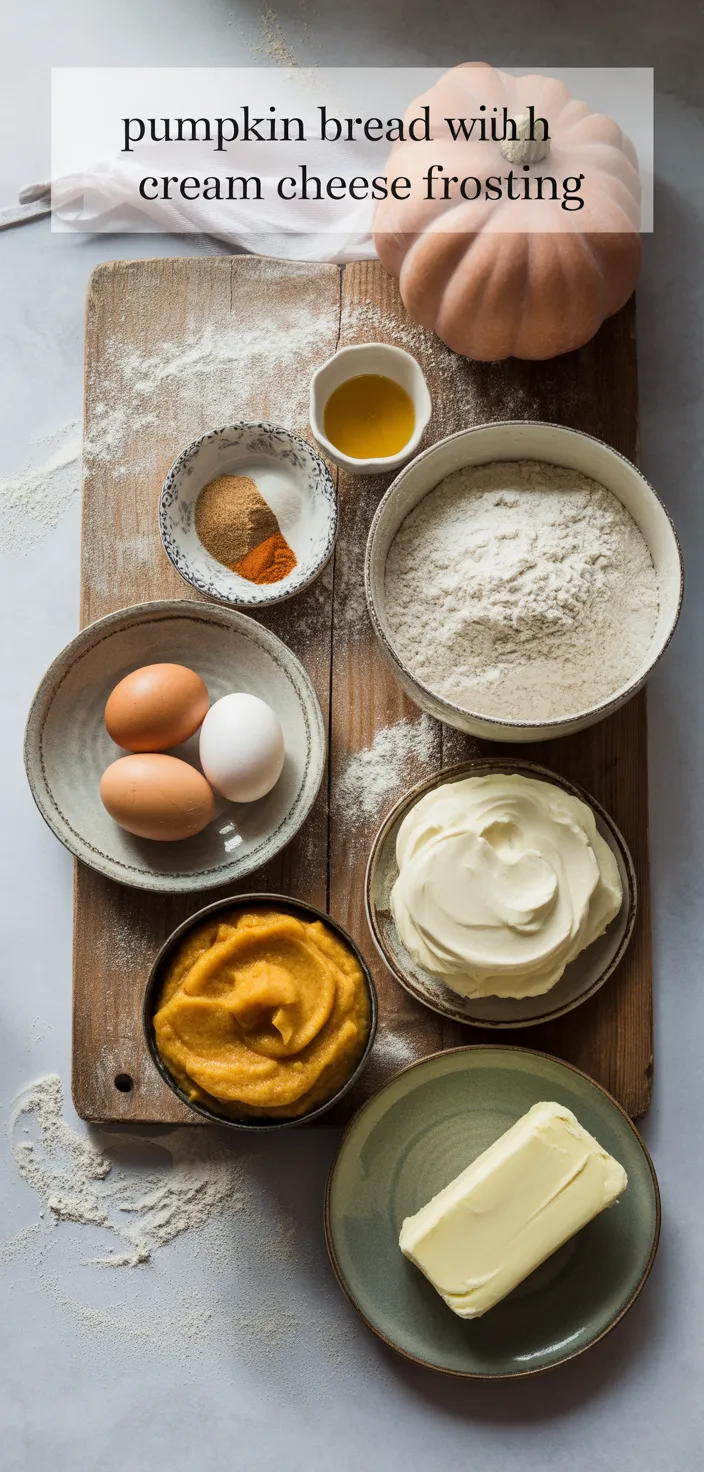 Ingredients photo for Pumpkin Bread With Cream Cheese Frosting Recipe