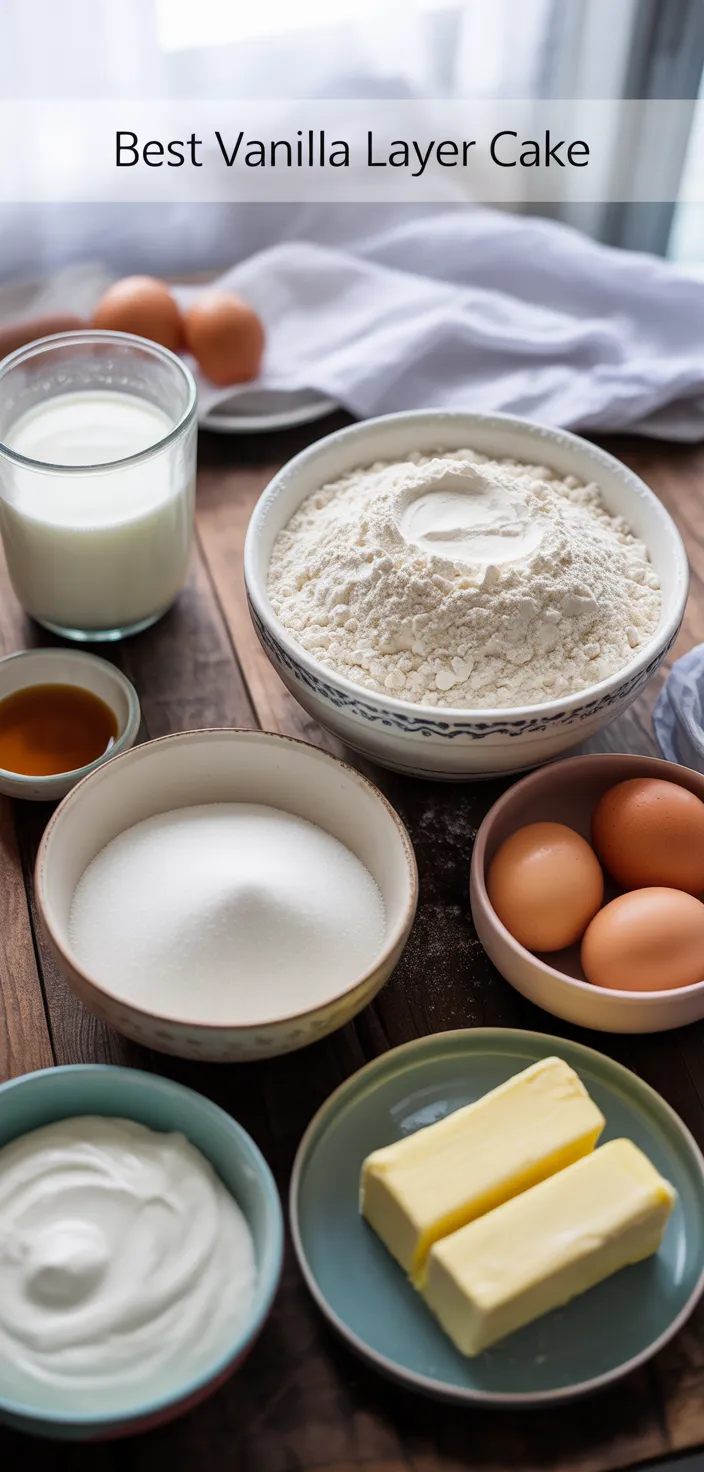 Ingredients photo for BEST Vanilla Layer Cake Recipe