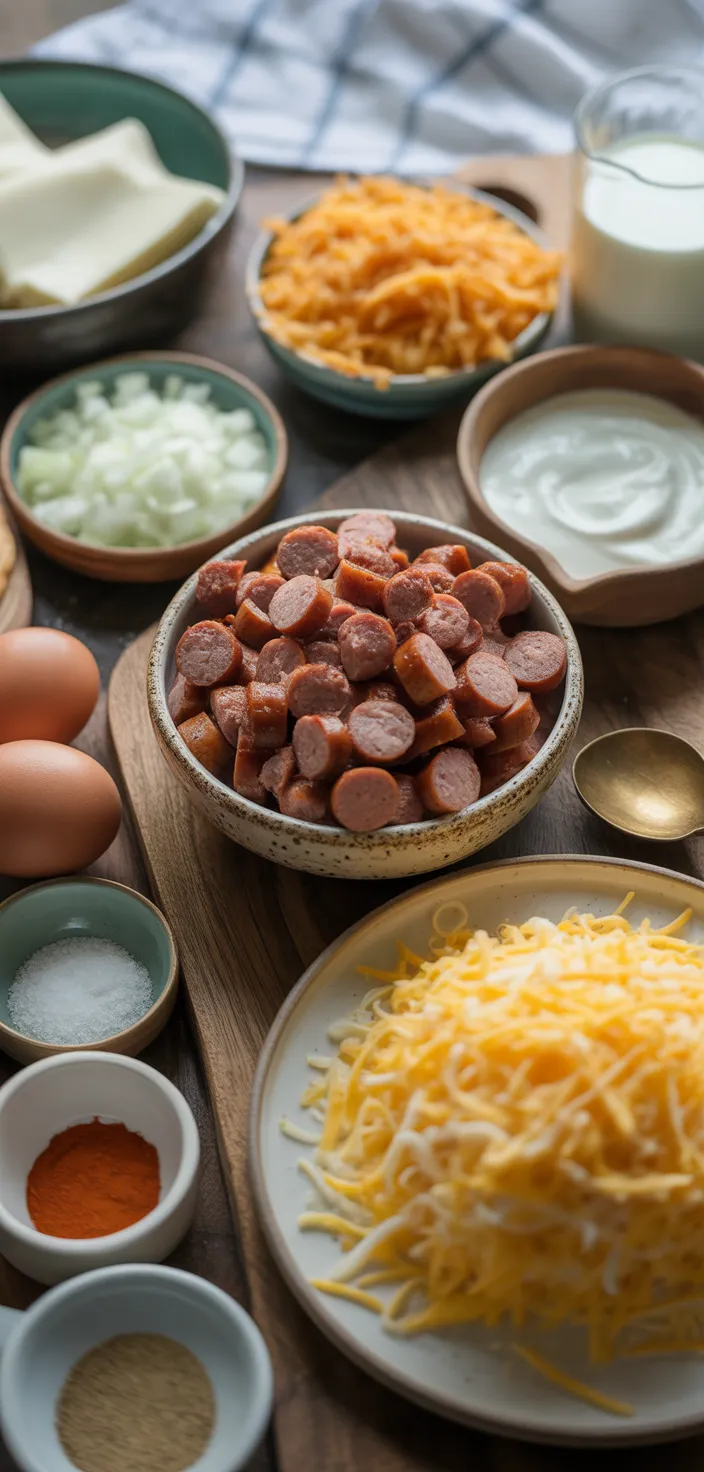 Ingredients photo for Cheesy Sausage Hashbrown Casserole Recipe