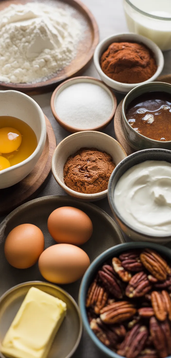 Ingredients photo for Chocolate Bourbon Pecan Pie Cupcakes With Butter Pecan Frosting Recipe