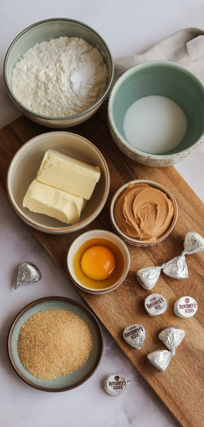 Ingredients photo for Classic Peanut Butter Blossom Cookies Recipe