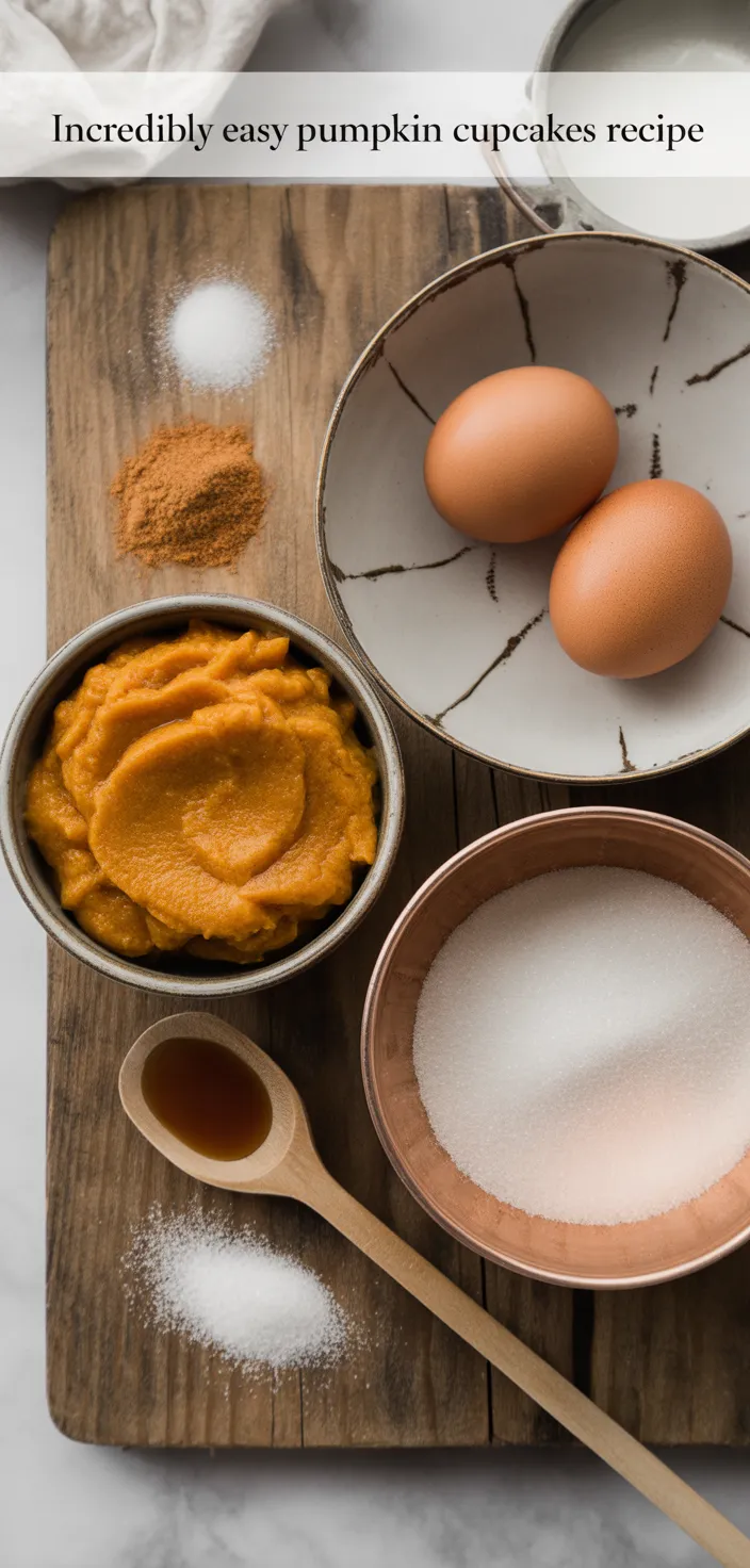 Ingredients photo for Incredibly Easy Pumpkin Pie Cupcakes Recipe