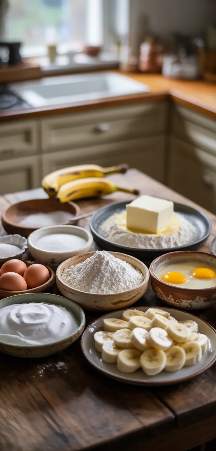 Ingredients photo for Old Fashioned Banana Cream Pie Recipe