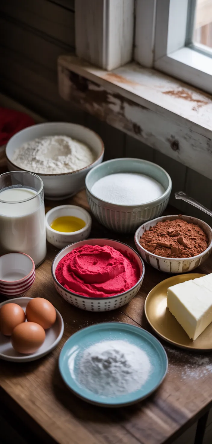 Ingredients photo for Red Velvet Cake From Scratch Recipe
