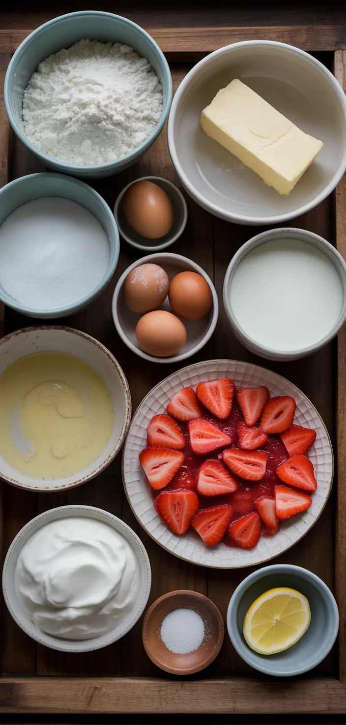 Ingredients photo for Strawberry Shortcake Cake Recipe