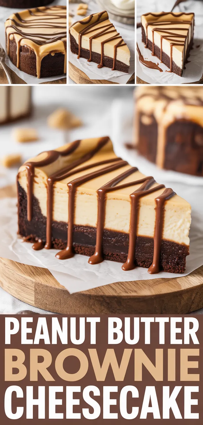 A photo of Peanut Butter Brownie Cheesecake Recipe