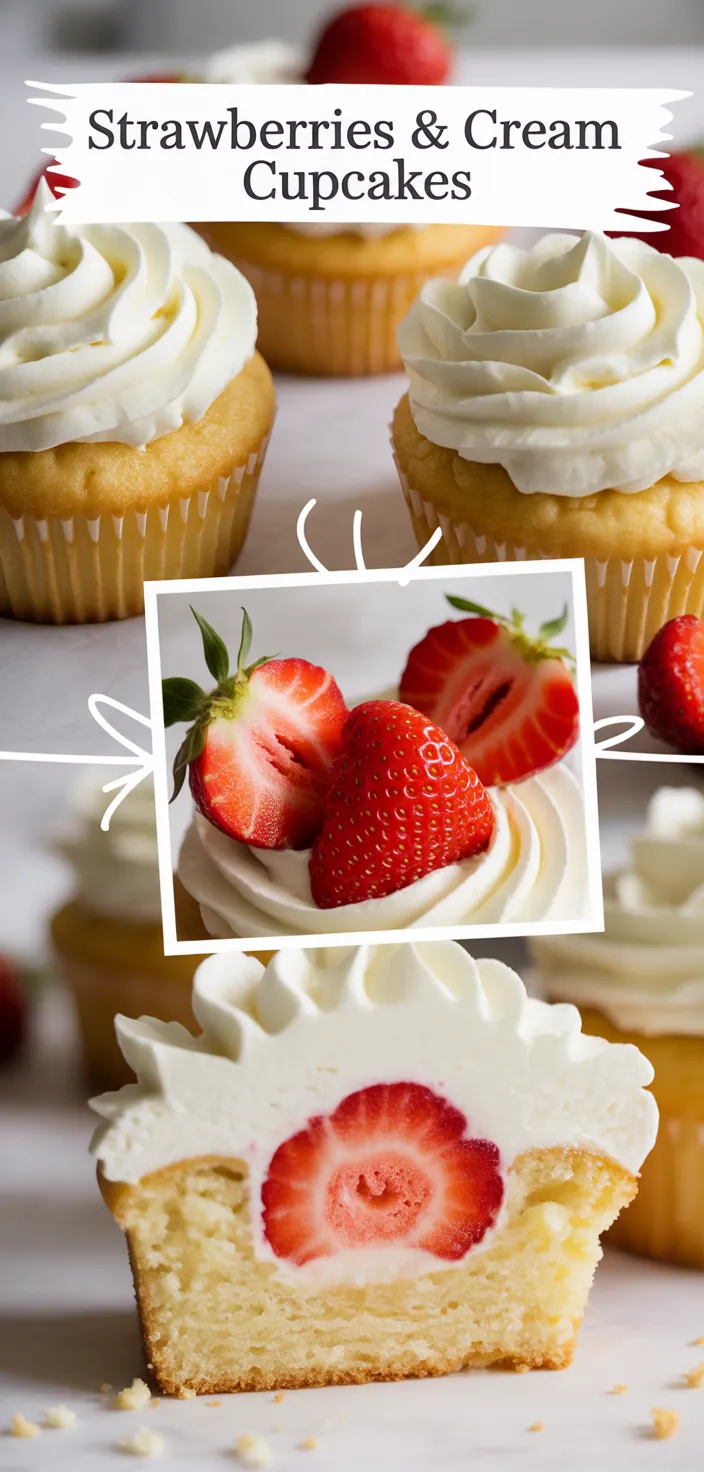 A photo of Strawberries & Cream Cupcakes Recipe