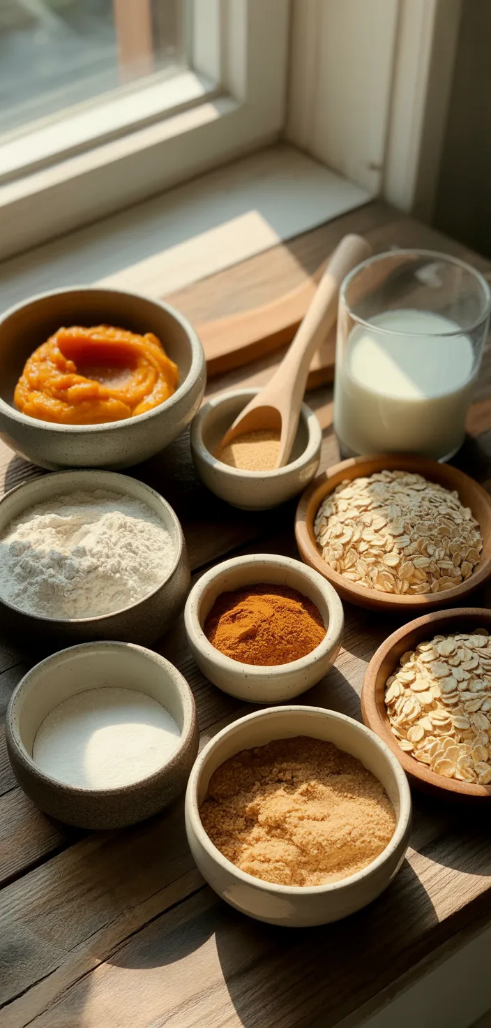 Ingredients photo for Easy Pumpkin Oatmeal Muffins Recipe