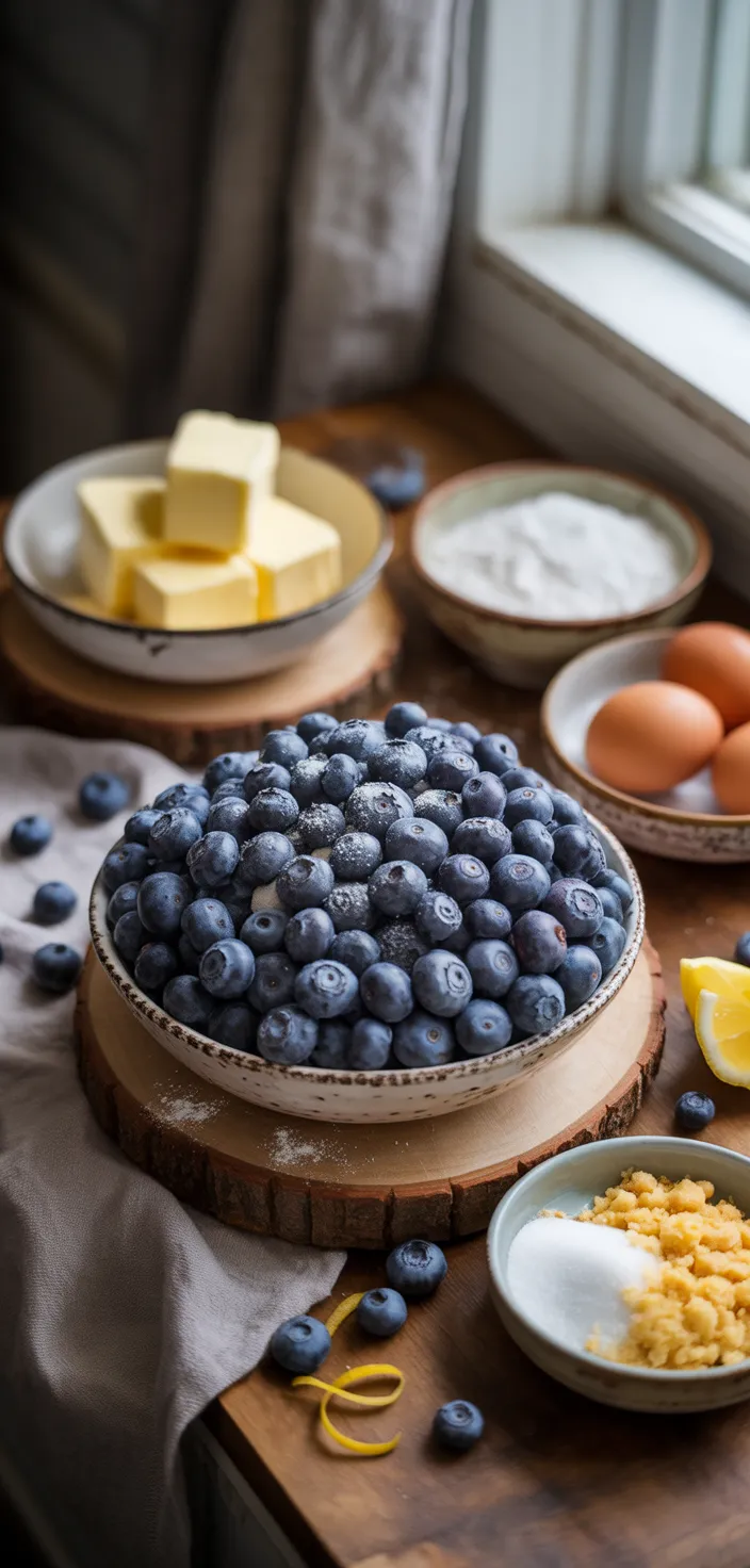 Ingredients photo for Homemade Blueberry Custard Pie Recipe