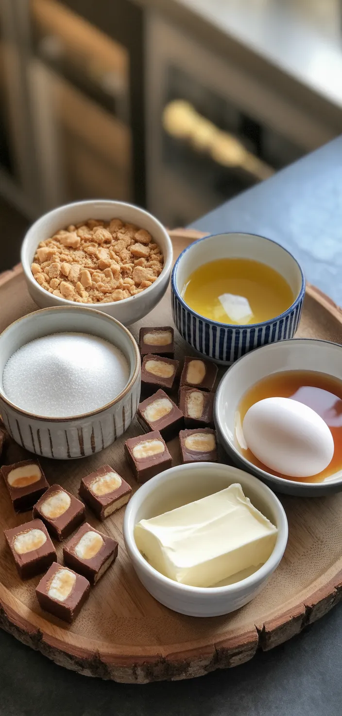Ingredients photo for Mini Snicker's Cheesecakes Recipe
