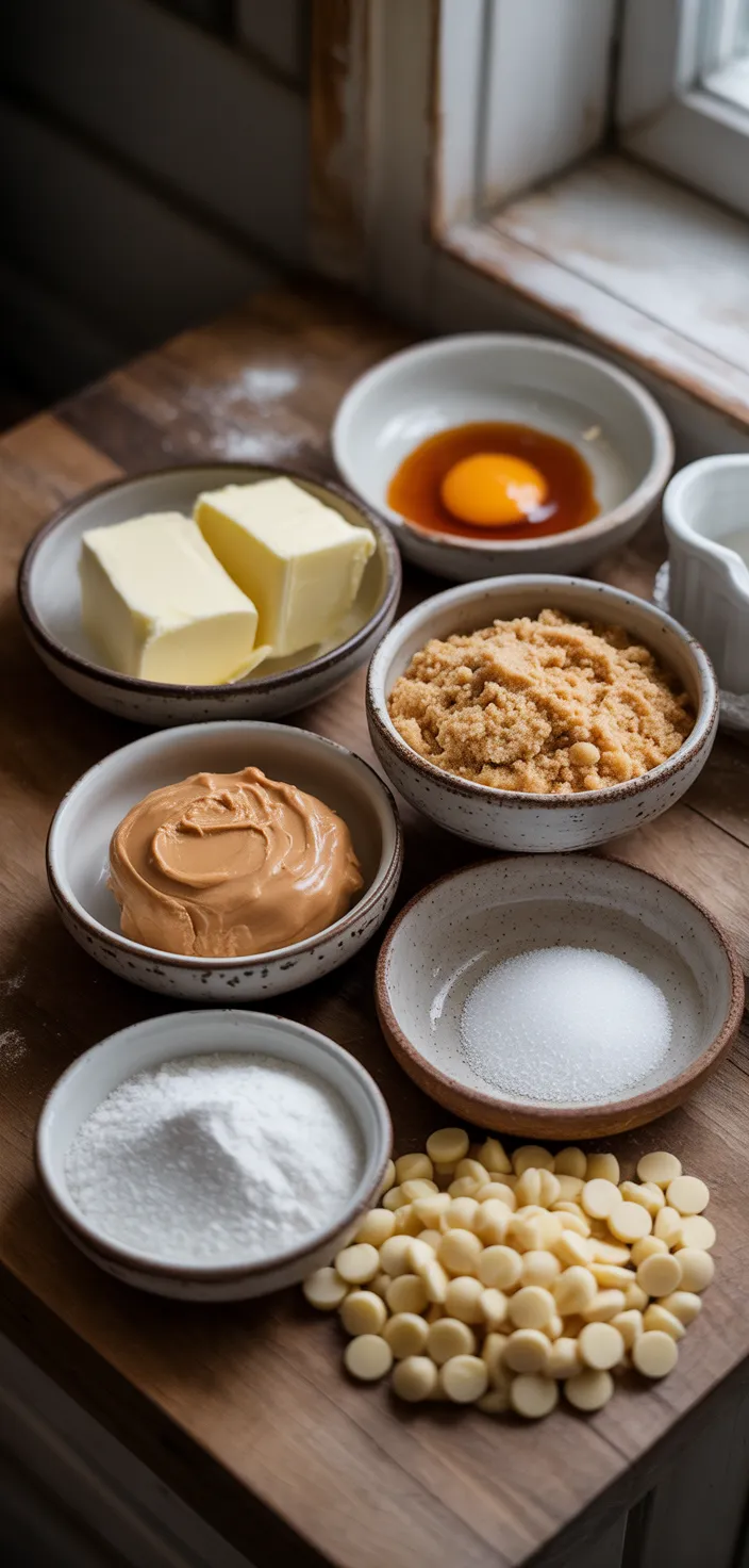 Ingredients photo for Peanut Butter White Chocolate Chip Cookies Recipe