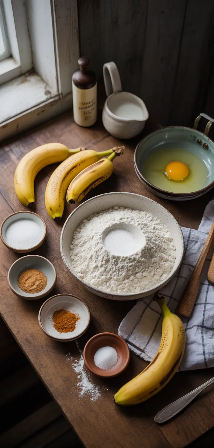 Ingredients photo for Skillet Banana Fritters Recipe