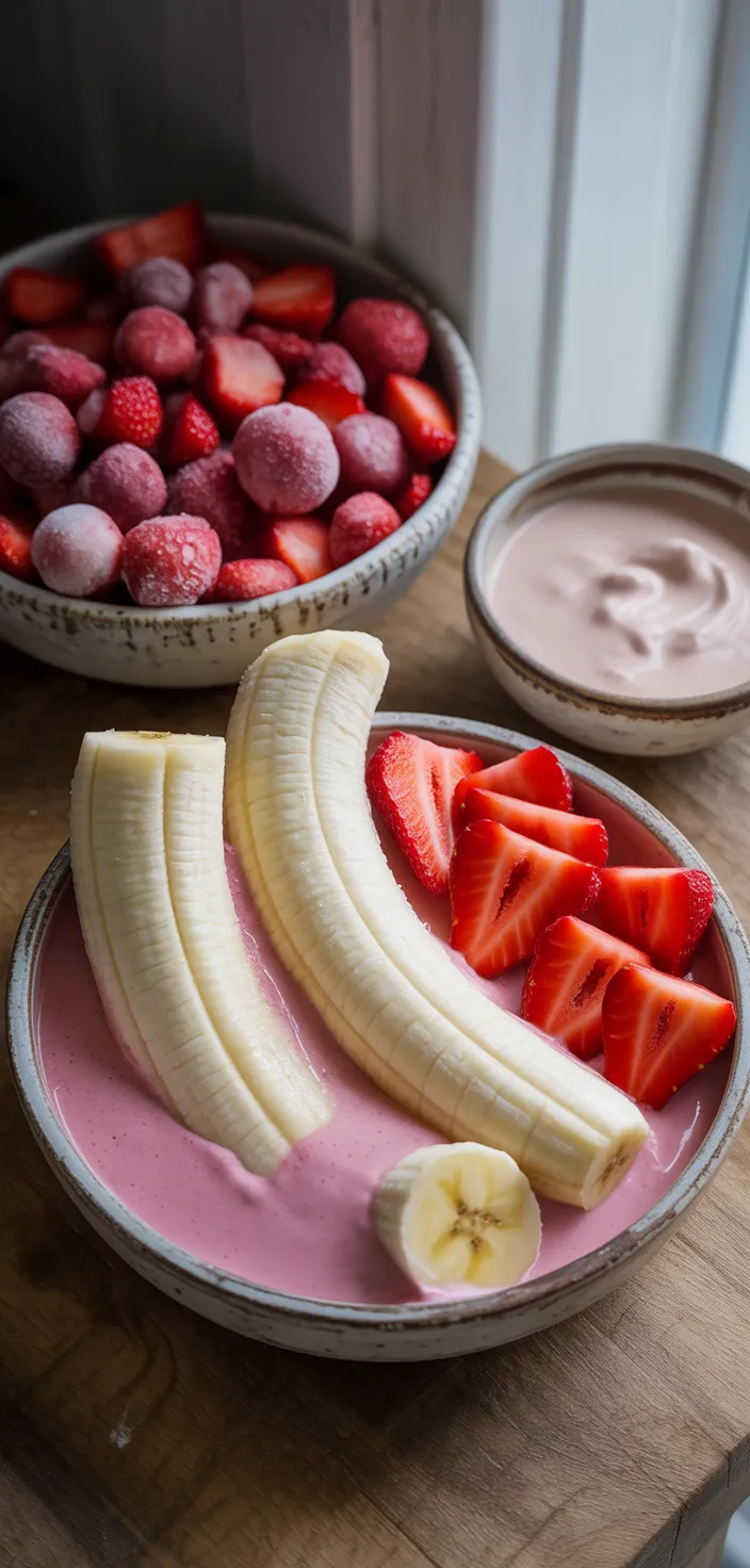 Ingredients photo for Strawberry Banana Ice Cream {Gluten Free, Vegan & No Added Sugar!} Recipe