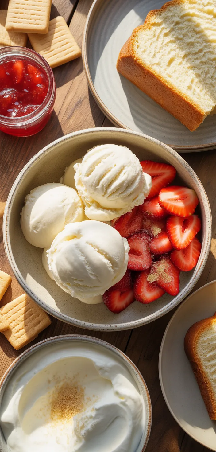 Ingredients photo for This Strawberry Shortcake Ice Cream Cake Is Inspired By Your Favorite Childhood Treat Recipe