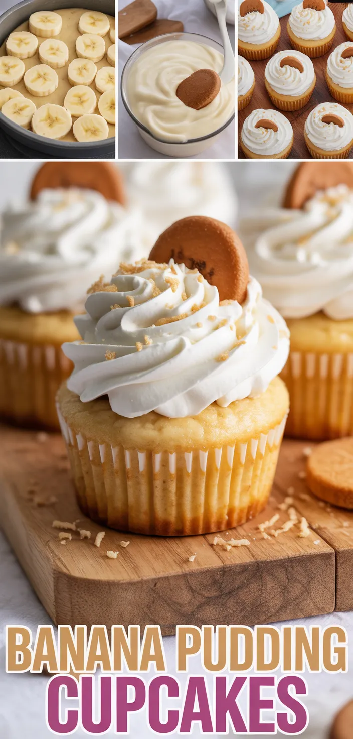 A photo of Banana Pudding Cupcakes With Whipped Cream Frosting Recipe