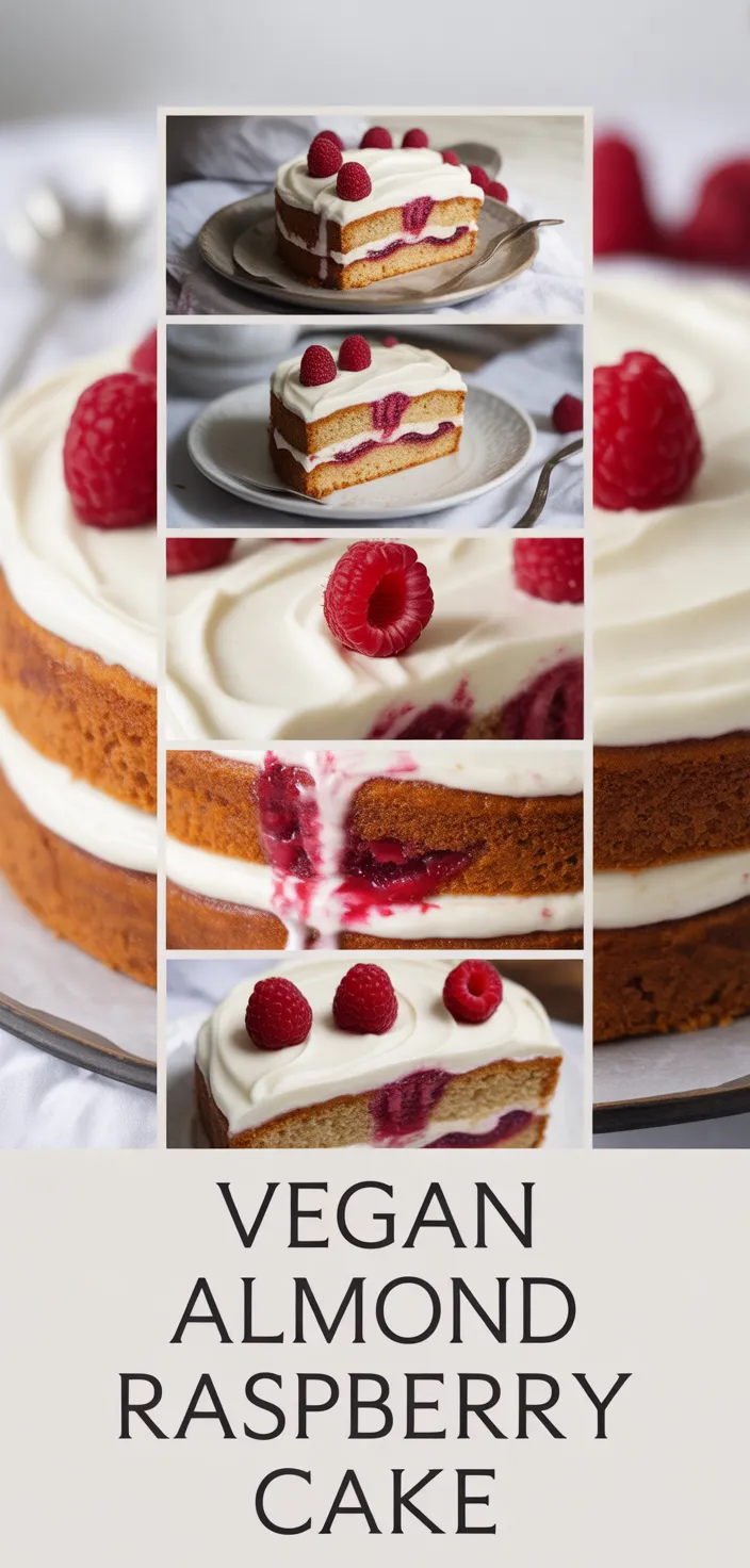 A photo of One Bowl Vegan Almond Raspberry Cake With Cream Cheese Frosting Recipe