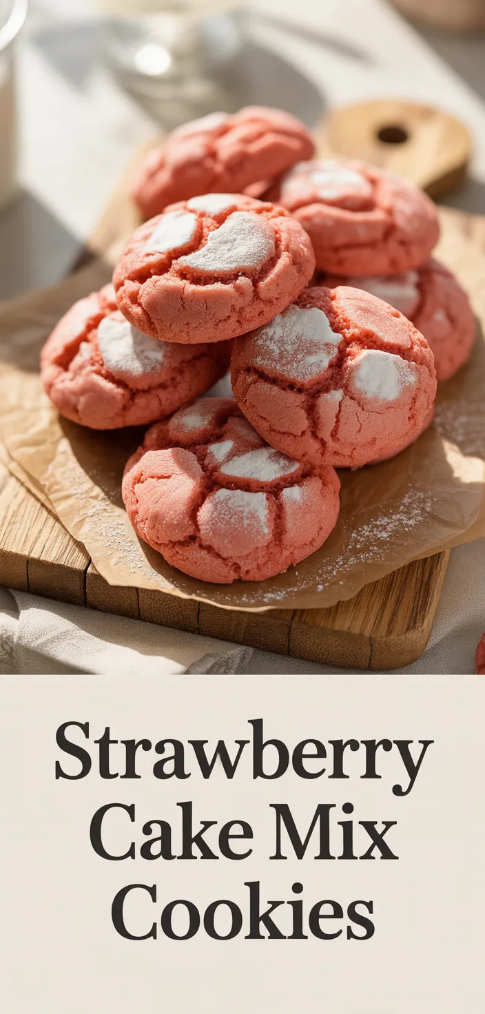 A photo of Strawberry Cake Mix Cookies Recipe