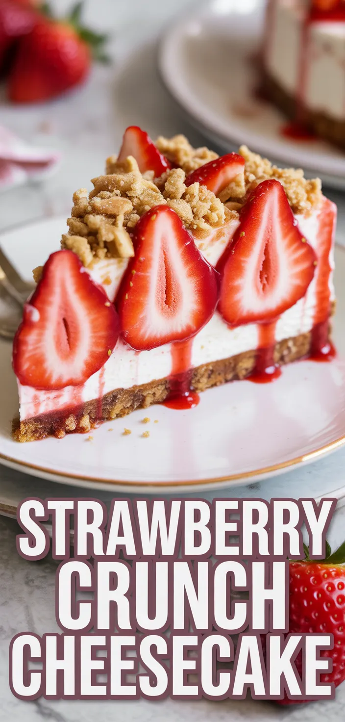 A photo of Strawberry Crunch Cheesecake Cake Recipe [Video]