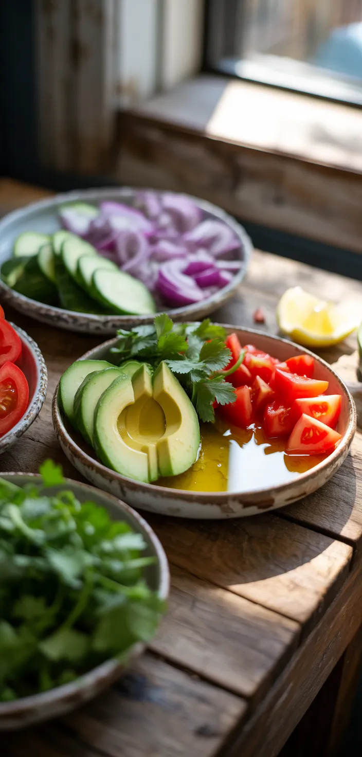 Ingredients photo for Cucumber Tomato Avocado Salad Recipe