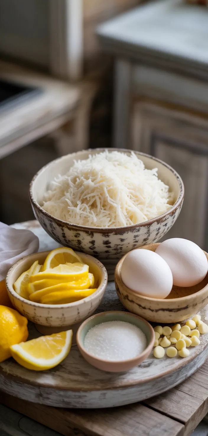Ingredients photo for Easy Lemon Coconut Macaroons Recipe