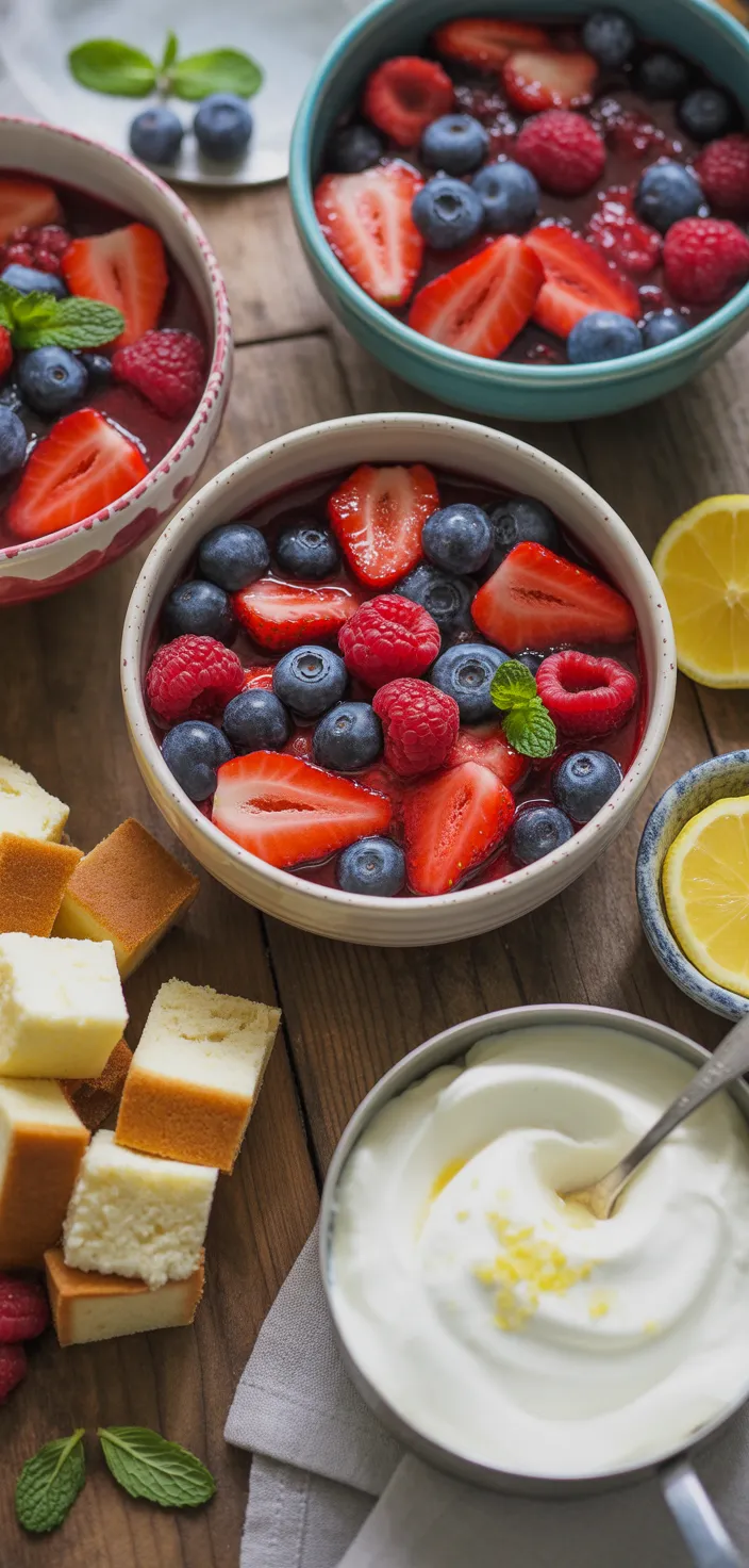 Ingredients photo for Mixed Berry Mini Trifles Recipe