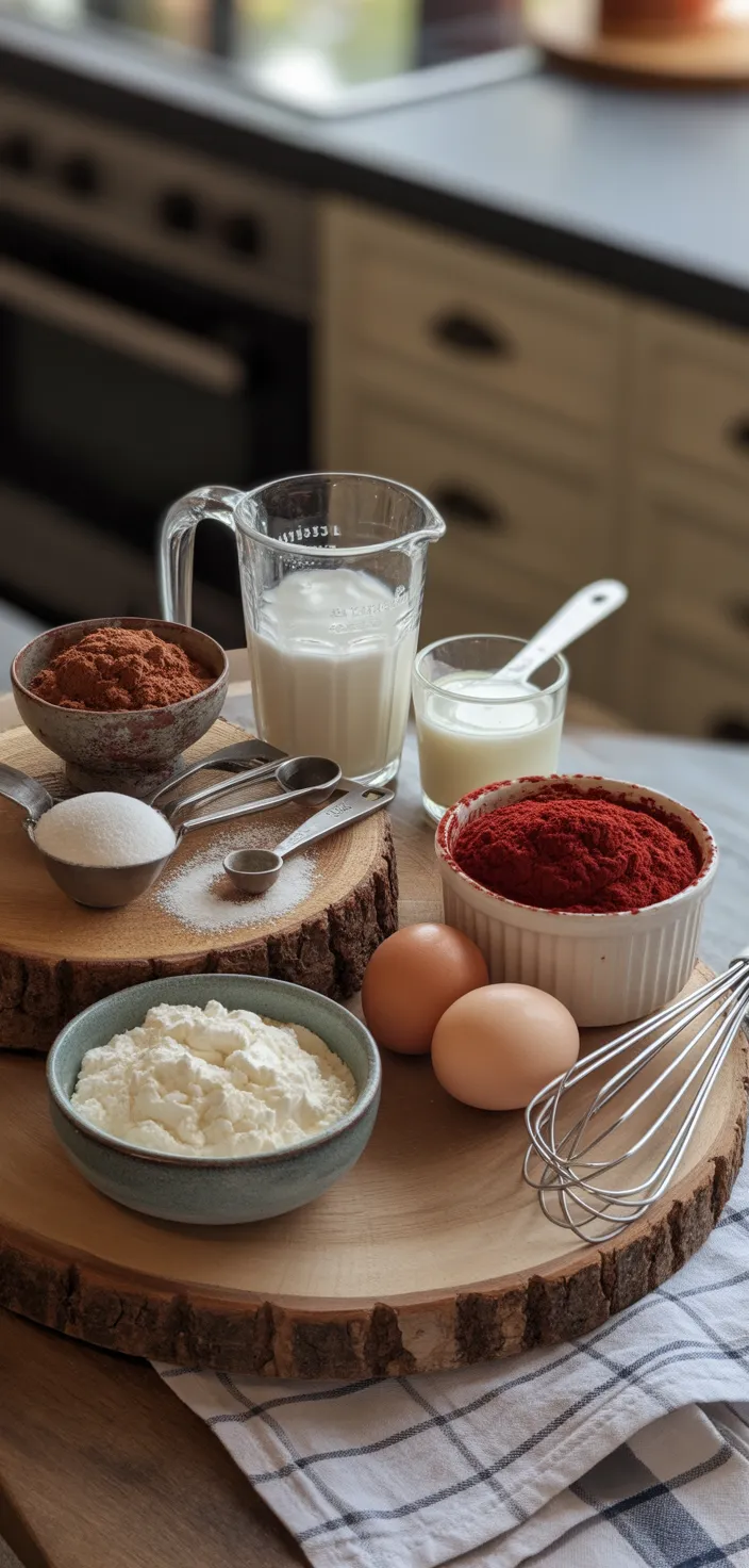 Ingredients photo for Red Velvet Cheesecake Cupcakes Recipe