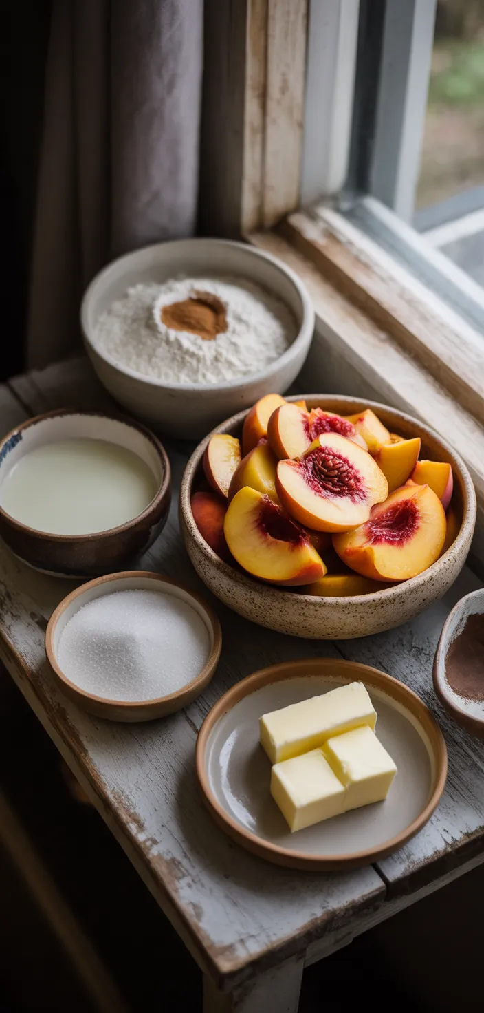 Ingredients photo for Super Easy Peach Cobbler Recipe