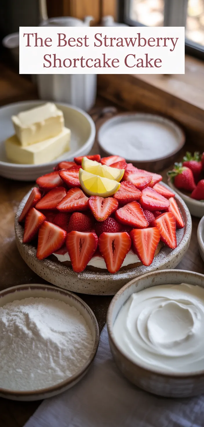 Ingredients photo for The Best Strawberry Shortcake Cake Recipe