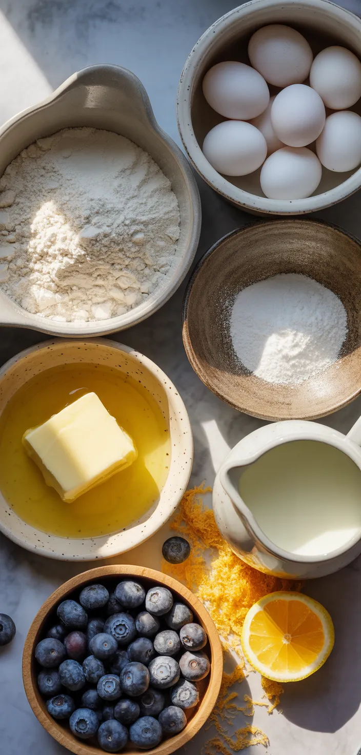Ingredients photo for Violet’s Blueberry Pie Cake Recipe