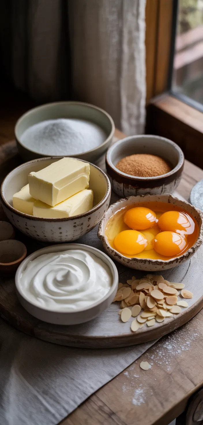 Ingredients photo for Almond Amaretto Pound Cake Recipe