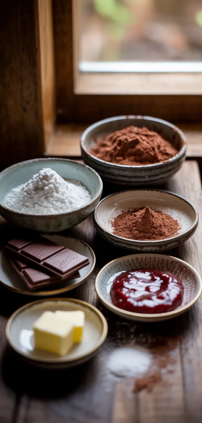 Ingredients photo for Dark Chocolate Raspberry Macarons Recipe