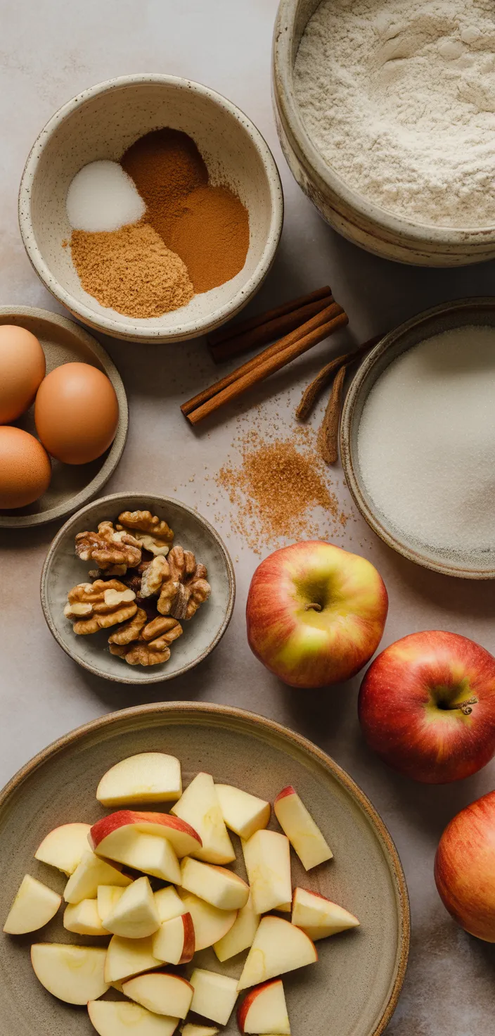 Ingredients photo for EASY CINNAMON APPLE CAKE Recipe