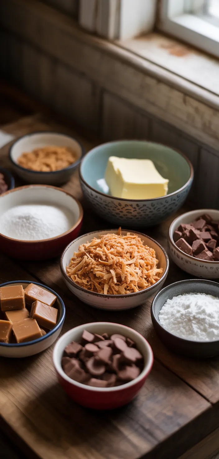 Ingredients photo for Better Than Samoas Caramel Coconut Bars Recipe