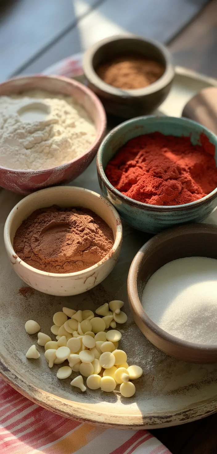 Ingredients photo for Easy Crumbl Red Velvet Cupcake Cookies Recipe