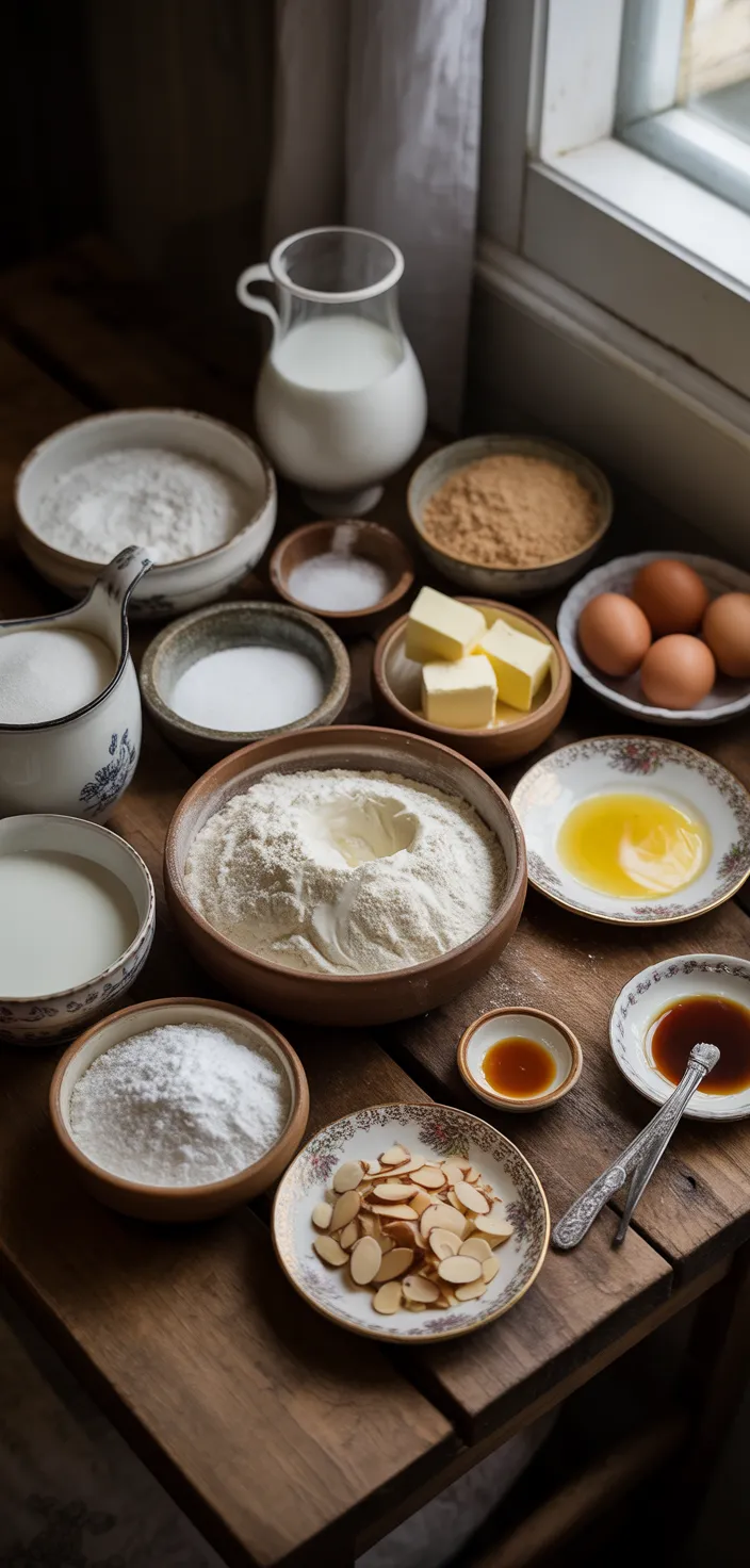 Ingredients photo for Toasted Almond Cream Cake Recipe