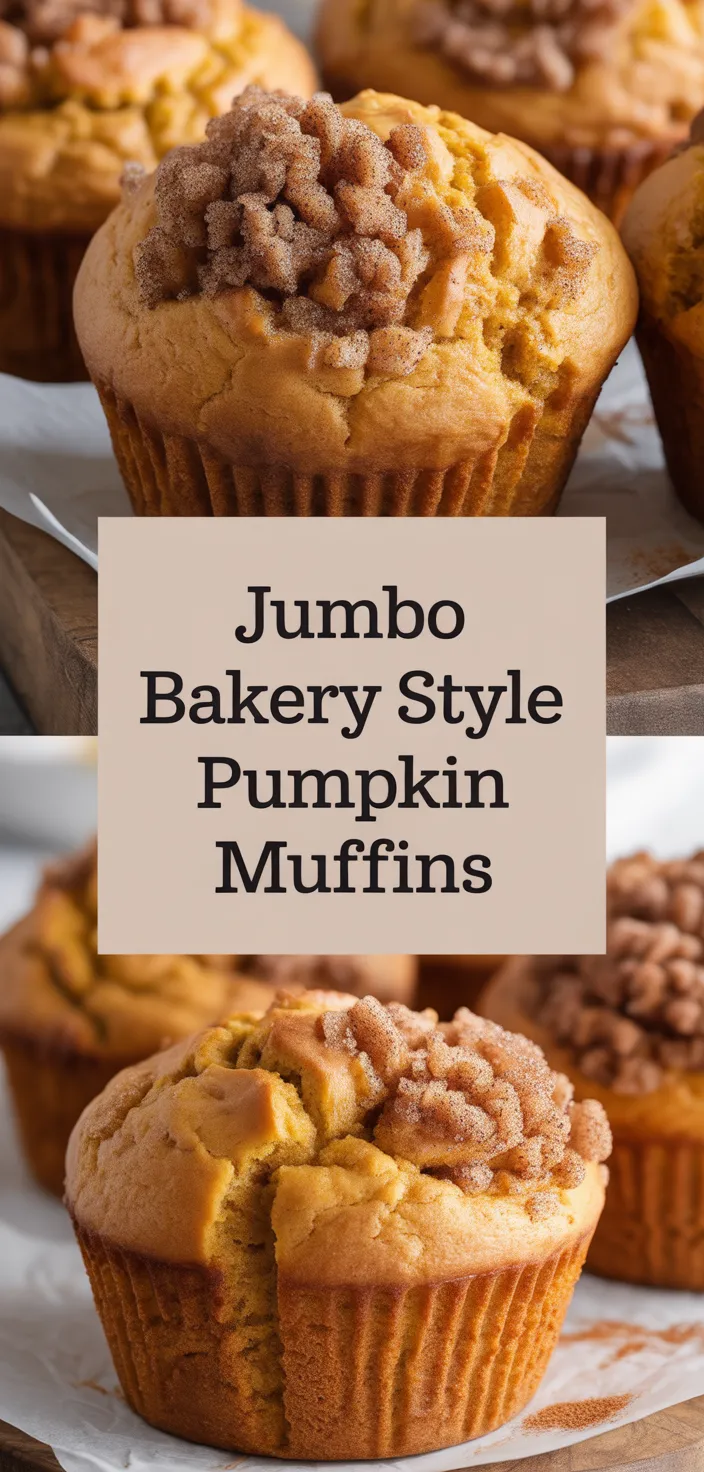 A photo of Jumbo Bakery Style Pumpkin Muffins Recipe