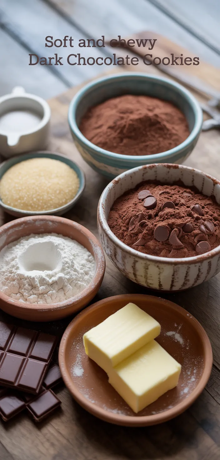 Ingredients photo for Soft And Chewy Dark Chocolate Sugar Cookies Recipe